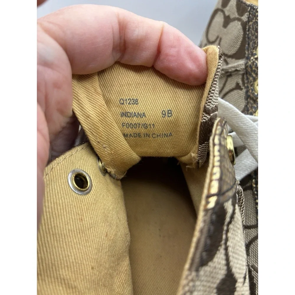 Coach F00793J1 Metallic Gold Signature Canvas Sneakers Women's 9B – Authentic
